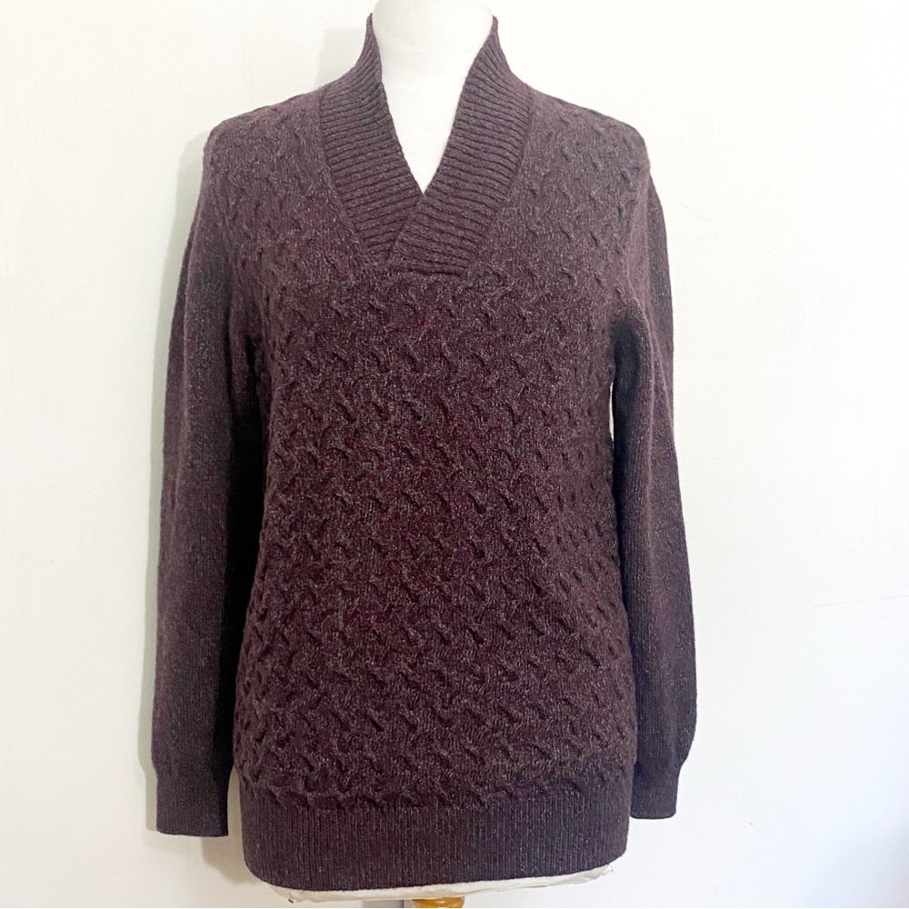Jos. A. Bank Reserve Shawl Collar Sweater in Rich Mahogany Wool Nylon Blend M